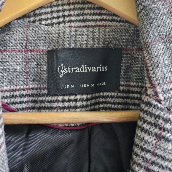 Plaid Pea Coat (Stradivarius Brand) - Picture 3 of 3